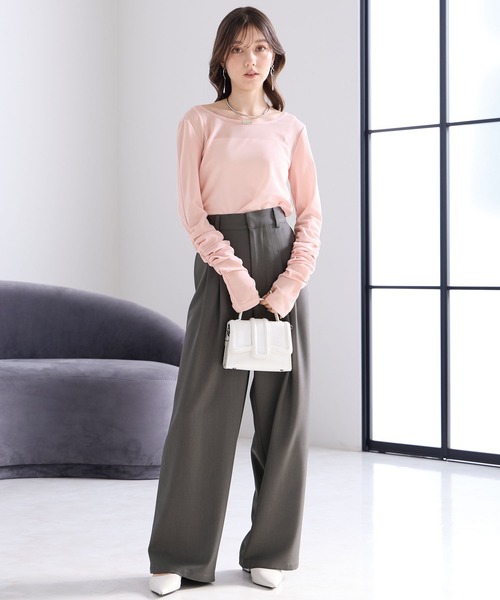 Elishe(エリシェ)の「シアギャザートップス(Tシャツ/カットソー・レディース・ホワイト/ピンク/ブラック/ライトブルー・FREE)」の7枚目の写真