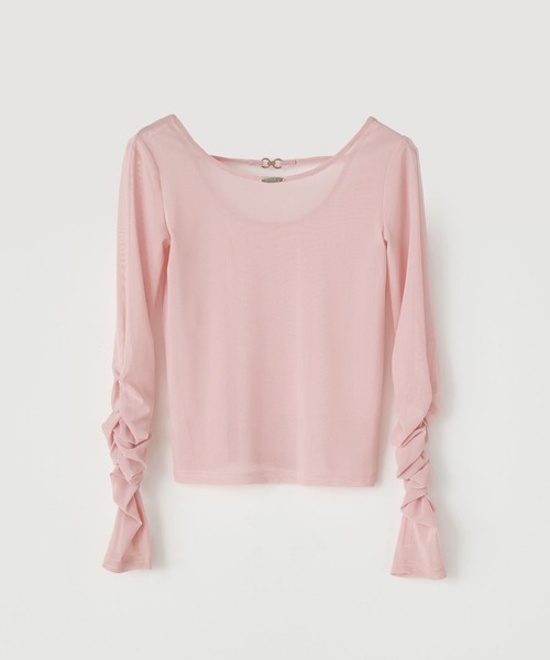 Elishe(エリシェ)の「シアギャザートップス(Tシャツ/カットソー・レディース・ホワイト/ピンク/ブラック/ライトブルー・FREE)」の9枚目の写真