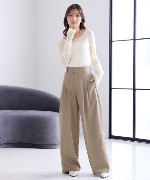 Elishe(エリシェ)の「シアギャザートップス(Tシャツ/カットソー・レディース・ホワイト/ピンク/ブラック/ライトブルー・FREE)」の5枚目の写真