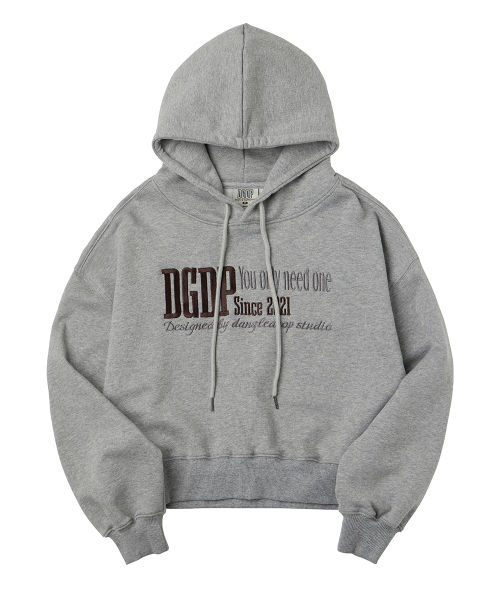 DANGLEDROP(ダングルドロップ)の「DGDP YOU NEED刺繍クロップフードメランジグレー(パーカー・レディース・その他・M/S)」の1枚目の写真