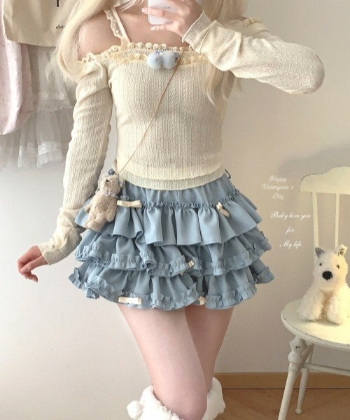 gossip!ロサンゼルス(ゴシップロサンゼルス)の「【Y2Kガーリー】ティアードバルーンショートパンツ(その他パンツ・レディース・ピンク/ブルー・FREE)」の20枚目の写真