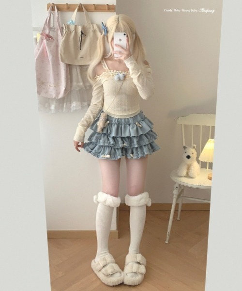 gossip!ロサンゼルス(ゴシップロサンゼルス)の「【Y2Kガーリー】ティアードバルーンショートパンツ(その他パンツ・レディース・ピンク/ブルー・FREE)」の21枚目の写真