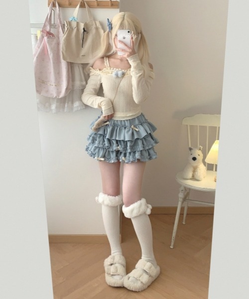 gossip!ロサンゼルス(ゴシップロサンゼルス)の「【Y2Kガーリー】ティアードバルーンショートパンツ(その他パンツ・レディース・ピンク/ブルー・FREE)」の22枚目の写真