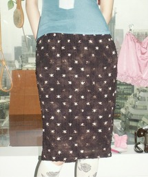 musubore | popcorn shirring gradation print skirt / シャーリングプリントミディスカート(スカート)