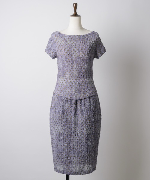 musubore（ムスボレ）の「popcorn shirring gradation print skirt / シャーリングプリントミディスカート（スカート・レディース・パープル/ブラウン・FREE）」の9枚目の写真
