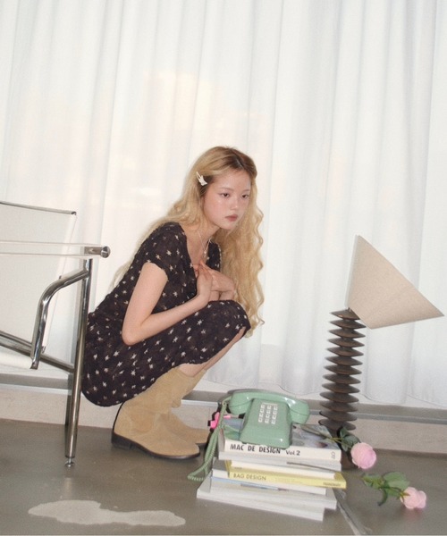 musubore（ムスボレ）の「popcorn shirring gradation print skirt / シャーリングプリントミディスカート（スカート・レディース・パープル/ブラウン・FREE）」の17枚目の写真