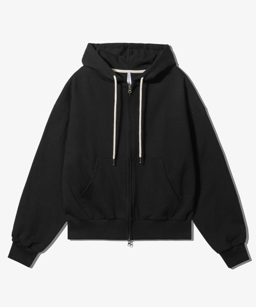 Over‑size double‑sided hooded zip‑up — чёрный с фурнитурой и капюшоном