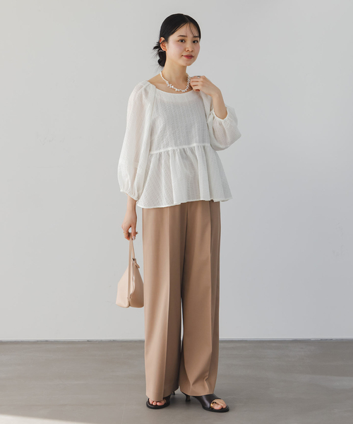 Noble（ノーブル）の「《追加・WEB限定カラー》エステルツイルストレッチスラックスパンツ（スラックス・レディース・ブラック/ピンク系その他/ホワイト/ベージュ系その他/ナチュラル・34/36/38/40）」の9枚目の写真