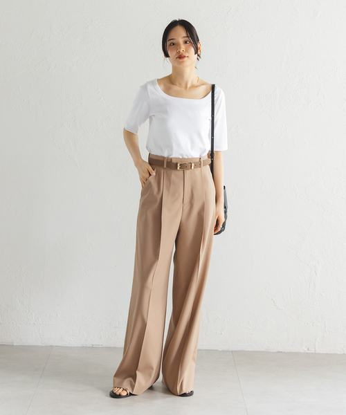 Noble（ノーブル）の「《追加・WEB限定カラー》エステルツイルストレッチスラックスパンツ（スラックス・レディース・ブラック/ピンク系その他/ホワイト/ベージュ系その他/ナチュラル・34/36/38/40）」の20枚目の写真