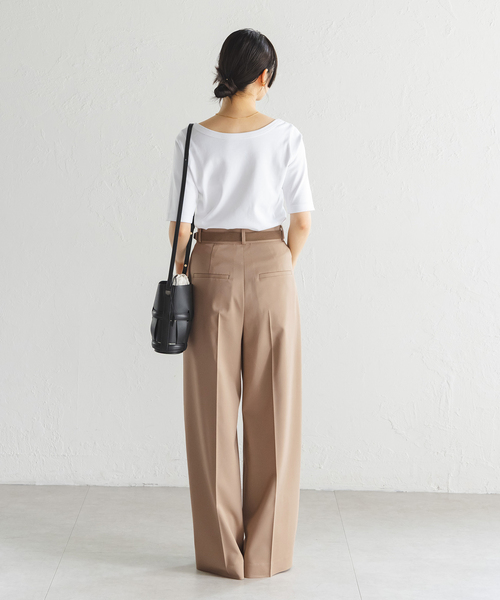 Noble（ノーブル）の「《追加・WEB限定カラー》エステルツイルストレッチスラックスパンツ（スラックス・レディース・ブラック/ピンク系その他/ホワイト/ベージュ系その他/ナチュラル・34/36/38/40）」の21枚目の写真