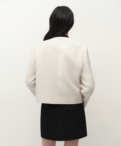 MUSINSA STANDARD WOMAN（ムシンサスタンダードウーマン）の「ウィメンズウールブレンドテリーブークルトゥイードジャケット[アイボリー]（テーラードジャケット・レディース・その他・SMALL/MEDIUM/LARGE/X-SMALL）」の3枚目の写真