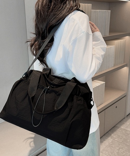Miniministore(ミニミニストア)の「ボストンバッグ 大容量 男女兼用バッグ(ボストンバッグ・レディース・カーキ/グレイッシュベージュ/ブラック/ベージュ・FREE)」の8枚目の写真