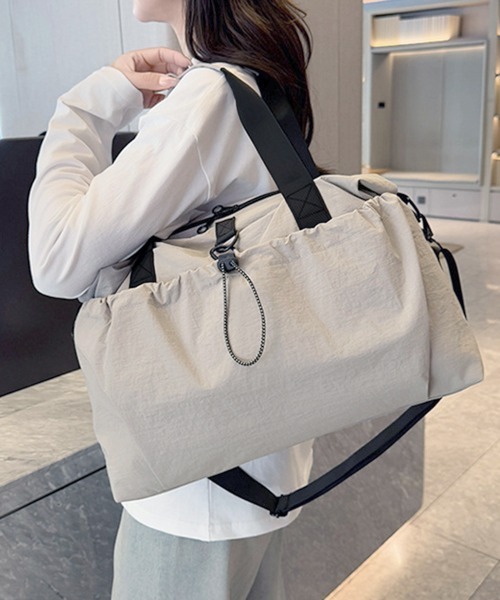 Miniministore(ミニミニストア)の「ボストンバッグ 大容量 男女兼用バッグ(ボストンバッグ・レディース・カーキ/グレイッシュベージュ/ブラック/ベージュ・FREE)」の12枚目の写真