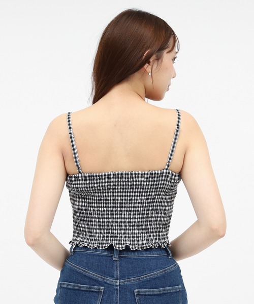 ROYAL PARTY（ロイヤルパーティー）の「レーストリミングリボンキャミソール（キャミソール・レディース・ブルー/オフホワイト/チェック・FREE）」の7枚目の写真
