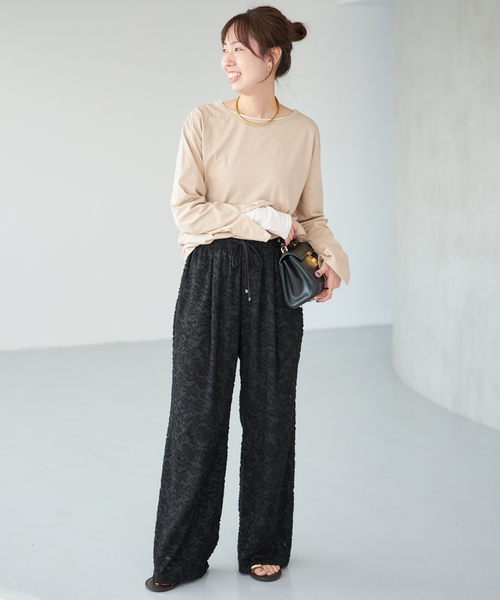 Spick & Span（スピックアンドスパン）の「《追加》シアージャガードイージーパンツ（その他パンツ・レディース・ブラック・36/38）」の2枚目の写真