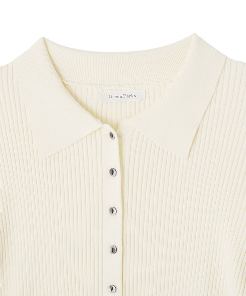 Green　Parks（グリーンパークス）の「襟付きリブニットカーディガン（カーディガン/ボレロ・レディース・グレー/ホワイト系その他2/ダークネイビー・FREE）」の20枚目の写真