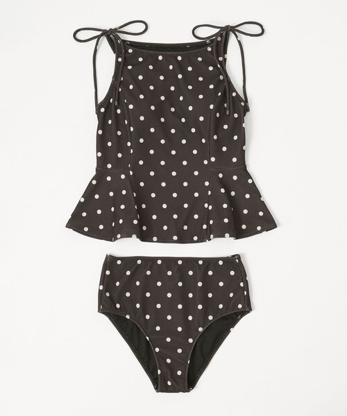 green label relaxing(グリーンレーベルリラクシング)の「ハイネックWリボンフレア&ショーツ ドット柄 ブラック スイムウェア / 水着(水着・レディース・ブラック・FREE)」の3枚目の写真