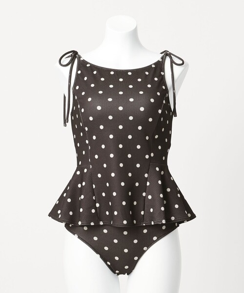 green label relaxing(グリーンレーベルリラクシング)の「ハイネックWリボンフレア&ショーツ ドット柄 ブラック スイムウェア / 水着(水着・レディース・ブラック・FREE)」の4枚目の写真