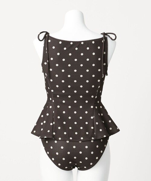 green label relaxing(グリーンレーベルリラクシング)の「ハイネックWリボンフレア&ショーツ ドット柄 ブラック スイムウェア / 水着(水着・レディース・ブラック・FREE)」の5枚目の写真