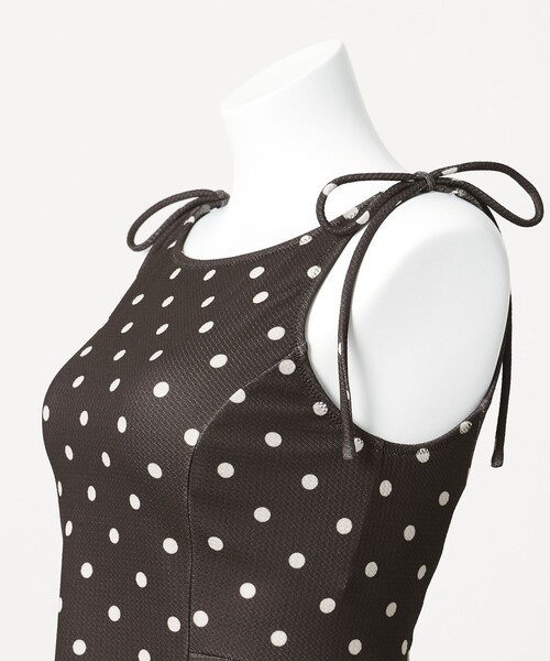 green label relaxing(グリーンレーベルリラクシング)の「ハイネックWリボンフレア&ショーツ ドット柄 ブラック スイムウェア / 水着(水着・レディース・ブラック・FREE)」の6枚目の写真