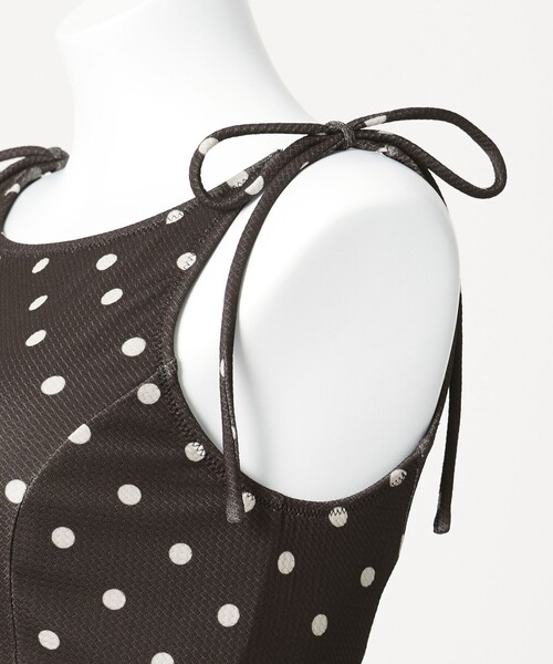 green label relaxing(グリーンレーベルリラクシング)の「ハイネックWリボンフレア&ショーツ ドット柄 ブラック スイムウェア / 水着(水着・レディース・ブラック・FREE)」の7枚目の写真