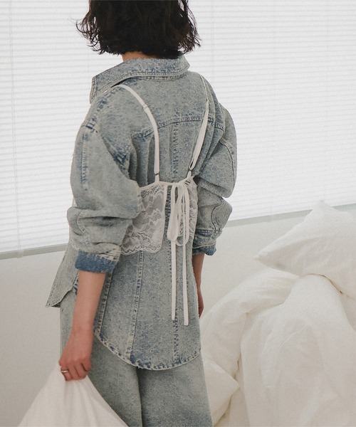 KOBE LETTUCE（コウベレタス）の「総レースブラトップビスチェ（キャミソール・レディース・ブラック/ホワイト系/オフホワイト/ブラック系・M/M1）」の7枚目の写真