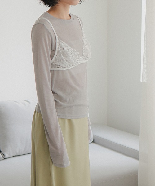 KOBE LETTUCE（コウベレタス）の「総レースブラトップビスチェ（キャミソール・レディース・ブラック/ホワイト系/オフホワイト/ブラック系・M/M1）」の9枚目の写真