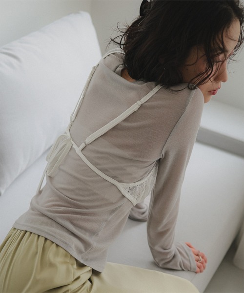 KOBE LETTUCE（コウベレタス）の「総レースブラトップビスチェ（キャミソール・レディース・ブラック/ホワイト系/オフホワイト/ブラック系・M/M1）」の10枚目の写真