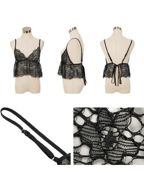 KOBE LETTUCE（コウベレタス）の「総レースブラトップビスチェ（キャミソール・レディース・ブラック/ホワイト系/オフホワイト/ブラック系・M/M1）」の14枚目の写真