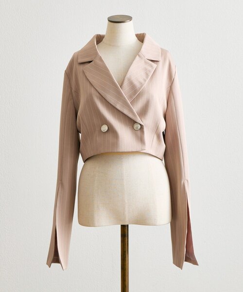 OLIVE des OLIVE（オリーブデオリーブ）の「【Belle Charme】Sleeve Slit Short Tailored Jacket（テーラードジャケット・レディース・グレイッシュベージュ/ブラック系その他/ベージュ系その他・FREE）」の20枚目の写真