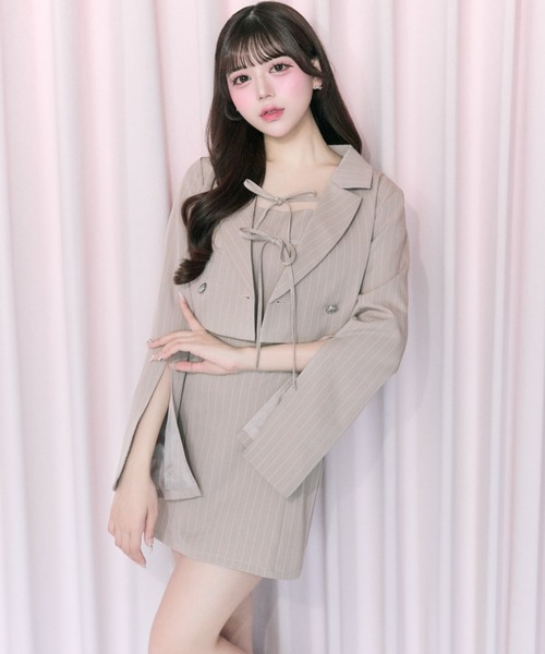 Belle Charme】Sleeve Slit Short Tailored Jacket（テーラード