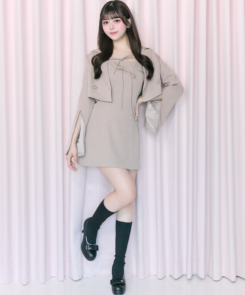 OLIVE des OLIVE（オリーブデオリーブ）の「【Belle Charme】Sleeve Slit Short Tailored Jacket（テーラードジャケット・レディース・グレイッシュベージュ/ブラック系その他/ベージュ系その他・FREE）」の5枚目の写真