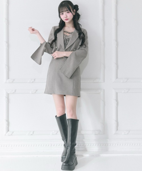 OLIVE des OLIVE（オリーブデオリーブ）の「【Belle Charme】Sleeve Slit Short Tailored Jacket（テーラードジャケット・レディース・グレイッシュベージュ/ブラック系その他/ベージュ系その他・FREE）」の7枚目の写真