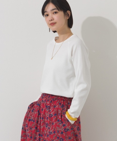 OMNES(オムネス)の「ジャガードラグラン長袖Tシャツ(Tシャツ/カットソー・レディース・イエロー/ホワイト/ブラック/グレー・MEDIUM/LARGE/X-LARGE)」の2枚目の写真