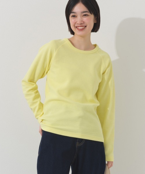 OMNES(オムネス)の「ジャガードラグラン長袖Tシャツ(Tシャツ/カットソー・レディース・イエロー/ホワイト/ブラック/グレー・MEDIUM/LARGE/X-LARGE)」の1枚目の写真