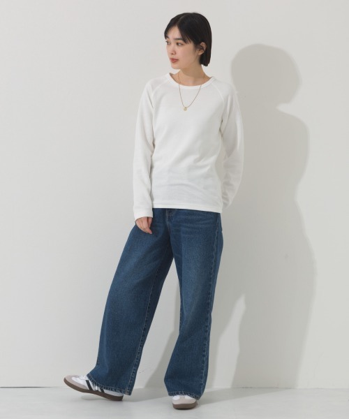 OMNES(オムネス)の「ジャガードラグラン長袖Tシャツ(Tシャツ/カットソー・レディース・イエロー/ホワイト/ブラック/グレー・MEDIUM/LARGE/X-LARGE)」の9枚目の写真