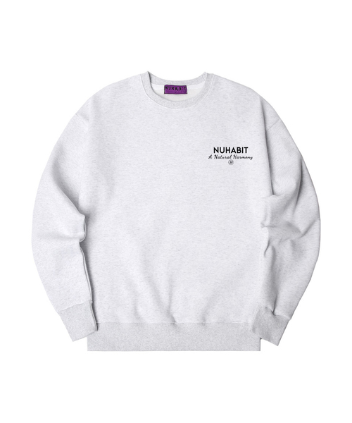 NUHABIT(ニューハビット)の「N/H HARMONY ITS MINE オーバーサイズ 裏起毛 スウェット_メランジホワイト (GOM4-4NH1192)(スウェット・メンズ・アッシュグレー・LARGE/MEDIUM/X-LARGE)」の1枚目の写真