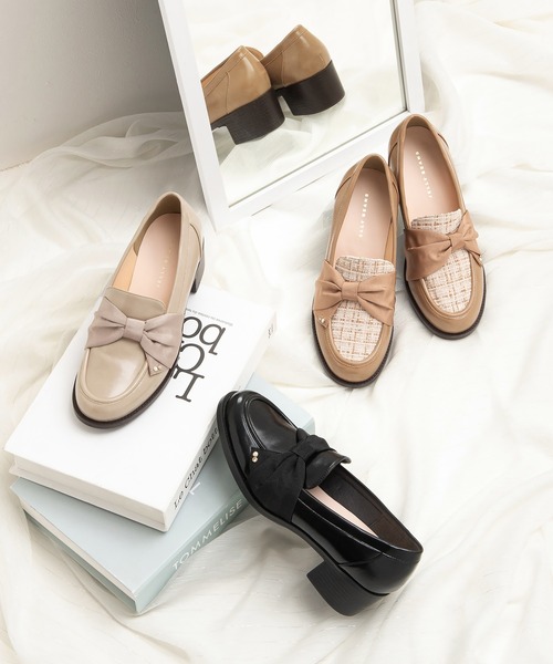 JELLY BEANS(ジェリービーンズ)の「ターバンリボンヒールローファーパンプス(204-61158)JELLY BEANS(ジェリービーンズ)(パンプス・レディース・ブラック/ライトベージュ/ダークベージュ・22.5/23/23.5/24/24.5)」の19枚目の写真