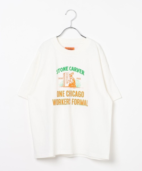 GLOBAL WORK（グローバルワーク）の「UNIVERSAL OVERALL/グラフィックTシャツ/635366（Tシャツ/カットソー・キッズ・ホワイト/オレンジ系その他4・MEDIUM/LARGE/SMALL）」の3枚目の写真
