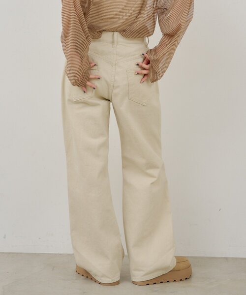 WHIMSIC（ウィムジック）の「【UNISEX/2サイズ展開/SETUP対応】コットンツイルニータックパンツ（その他パンツ・メンズ・オフホワイト/チャコールグレー・1/2）」の5枚目の写真