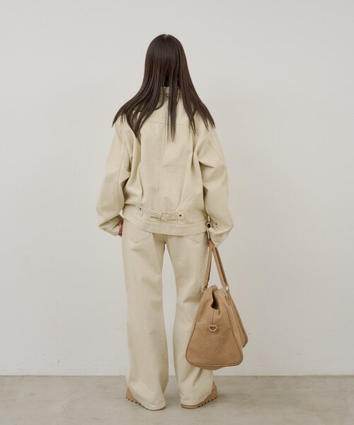 WHIMSIC（ウィムジック）の「【UNISEX/2サイズ展開/SETUP対応】コットンツイルニータックパンツ（その他パンツ・メンズ・オフホワイト/チャコールグレー・1/2）」の8枚目の写真