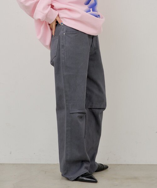 WHIMSIC（ウィムジック）の「【UNISEX/2サイズ展開/SETUP対応】コットンツイルニータックパンツ（その他パンツ・メンズ・オフホワイト/チャコールグレー・1/2）」の10枚目の写真