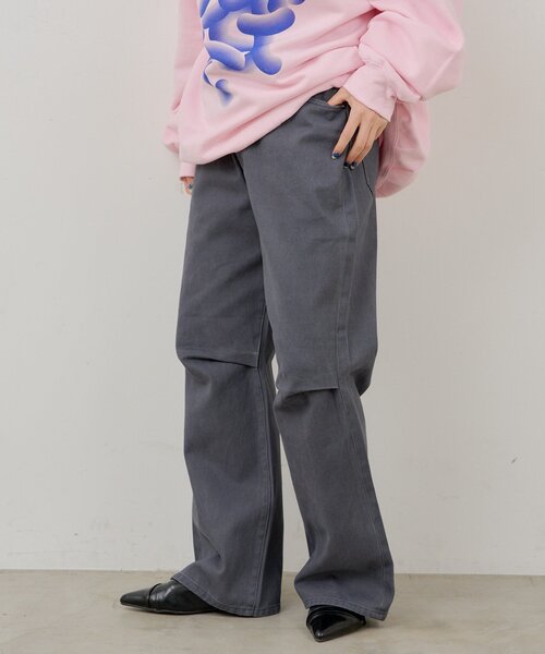 WHIMSIC（ウィムジック）の「【UNISEX/2サイズ展開/SETUP対応】コットンツイルニータックパンツ（その他パンツ・メンズ・オフホワイト/チャコールグレー・1/2）」の11枚目の写真