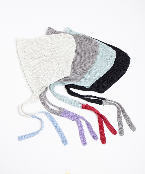 RACAL（ラカル）の「Linen Touch Cotton Knit Summer Hoodie / 擬麻コットンニットサマーフーディー（ニットキャップ/ビーニー・レディース・アイボリー/ブラック/グレー/ブルー・FREE）」の5枚目の写真