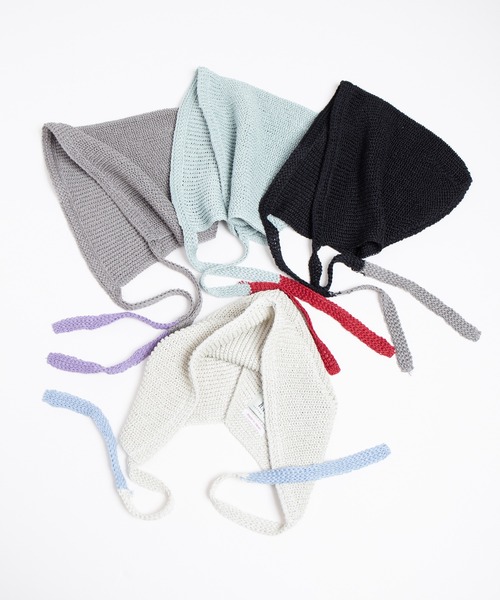 RACAL（ラカル）の「Linen Touch Cotton Knit Summer Hoodie / 擬麻コットンニットサマーフーディー（ニットキャップ/ビーニー・レディース・アイボリー/ブラック/グレー/ブルー・FREE）」の6枚目の写真