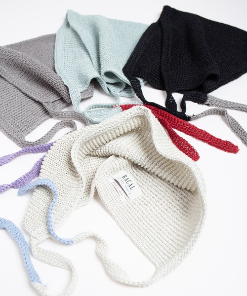 RACAL（ラカル）の「Linen Touch Cotton Knit Summer Hoodie / 擬麻コットンニットサマーフーディー（ニットキャップ/ビーニー・レディース・アイボリー/ブラック/グレー/ブルー・FREE）」の7枚目の写真