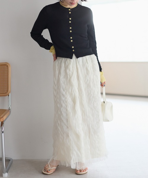 r.（アールドット）の「チュール　ウェーブワッシャースカート（スカート・レディース・チャコールグレー/ブラック/アイボリー・FREE）」の11枚目の写真