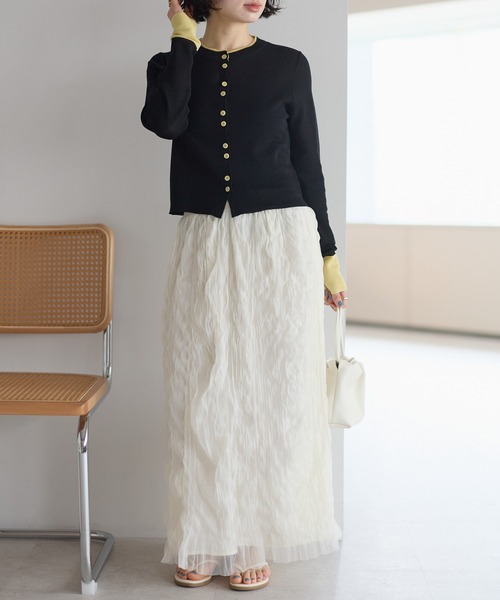 r.（アールドット）の「チュール　ウェーブワッシャースカート（スカート・レディース・チャコールグレー/ブラック/アイボリー・FREE）」の12枚目の写真