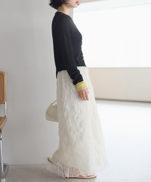 r.（アールドット）の「チュール　ウェーブワッシャースカート（スカート・レディース・チャコールグレー/ブラック/アイボリー・FREE）」の13枚目の写真