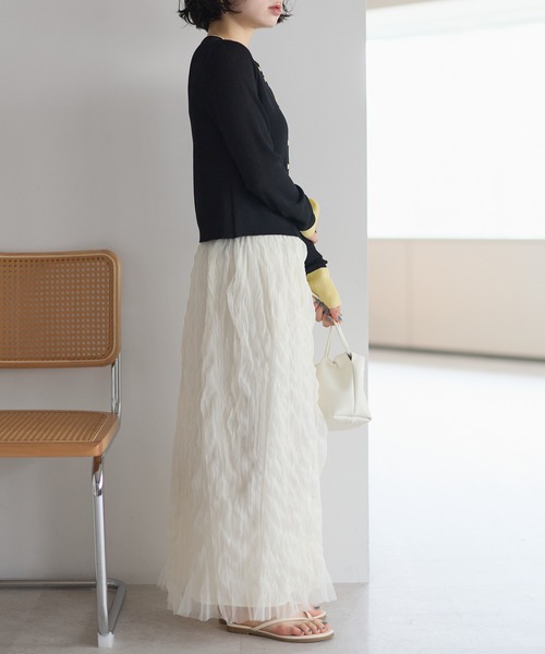 r.（アールドット）の「チュール　ウェーブワッシャースカート（スカート・レディース・チャコールグレー/ブラック/アイボリー・FREE）」の14枚目の写真